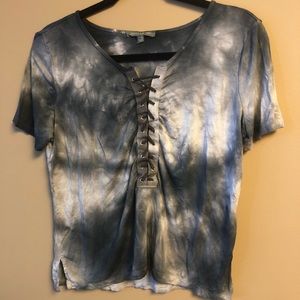 Lace-Up Tie-Dye Shirt